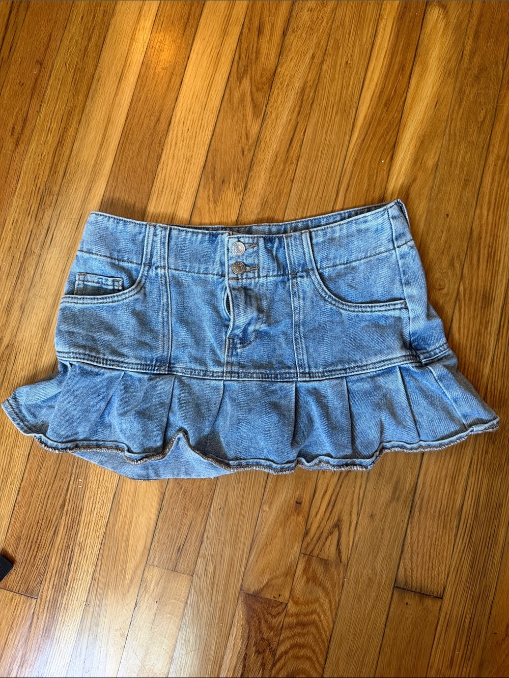PacSun Light Blue Denim Ruffle Mini Skirt